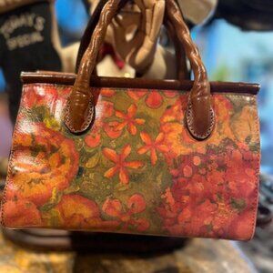 Patricia Nash Excellent Condition Leather Clarisse Sienna Sunset Print Fall Colo